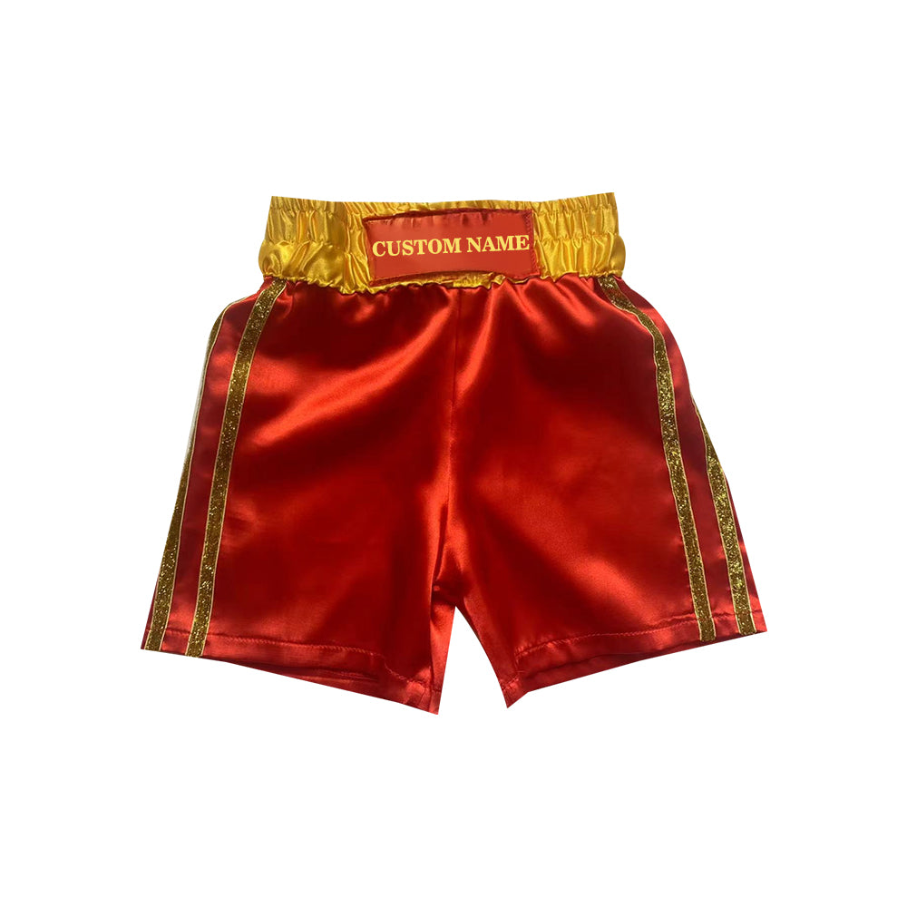 Personalized boxing set of robe with shorts (Red and Gold)