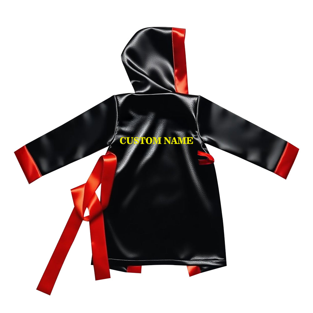 Personalized boxing set of robe with shorts (Black and Red)