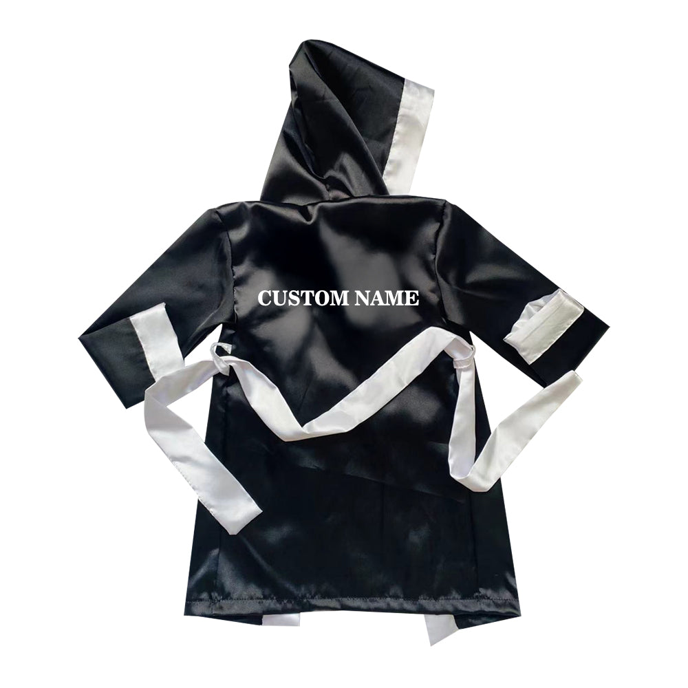 Personalized boxing set of robe with shorts (Black and White)