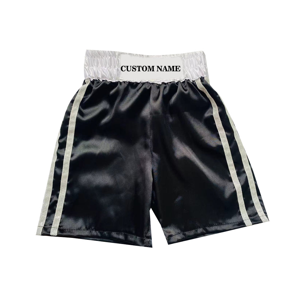Personalized boxing set of robe with shorts (Black and White)