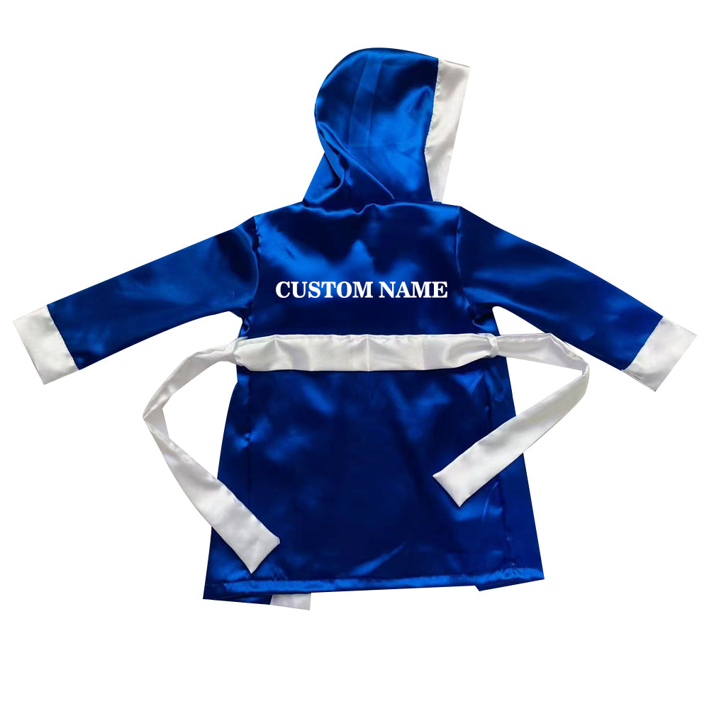 Personalized boxing set of robe with shorts (Blue and White)