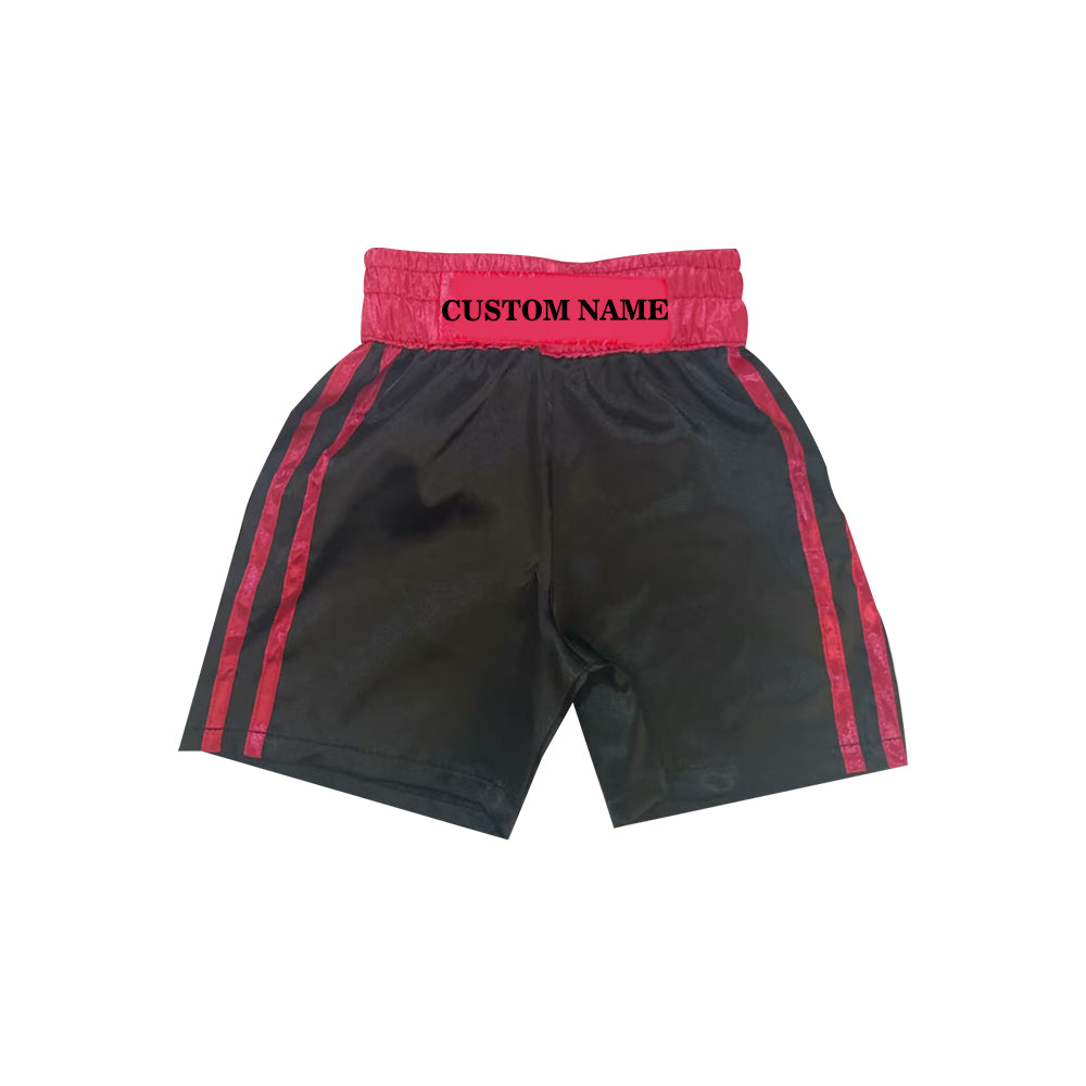 Personalized boxing set of robe with shorts (Black and Fuchsia)
