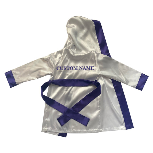 Personalized Boxing Robe (White and Purple)