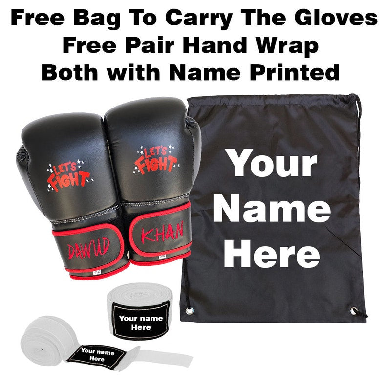 Adult Youth Customize Boxing Gloves Name Embroidered On Wrists