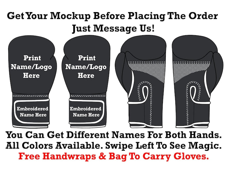 Adult Youth Customize Boxing Gloves Name Embroidered On Wrists